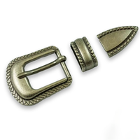 Vente d'usine : Ensemble de 3 pièces de boucles de ceinture western en cuir avec embout, incluant un maintien de boucle de 25 mm et des conchos