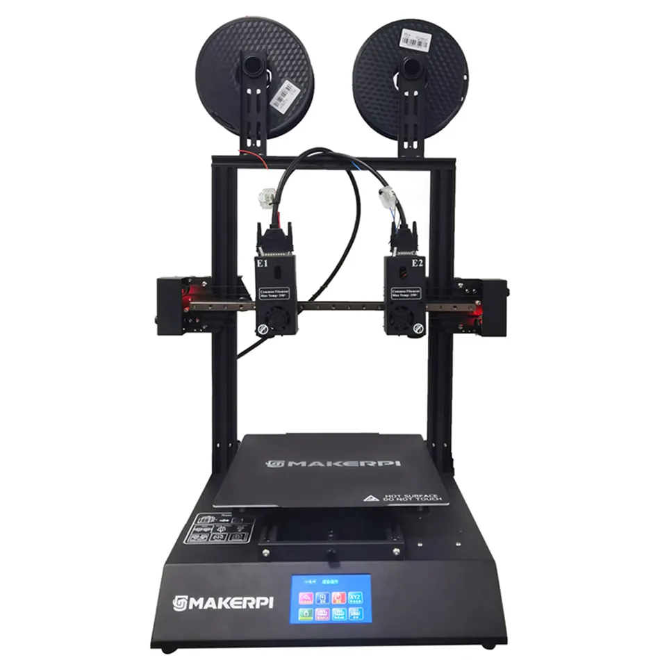 MakerPi P3 Pro hiçbir tesviye IDEX 2 kafa 2 renk 5 In 1 3d yazıcı Stampante 3d Druck