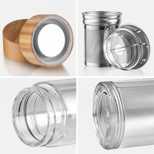 Infuseur à thé en verre avec Double paroi, 500ML, bambou, bouteille avec passoire - Product Image 5