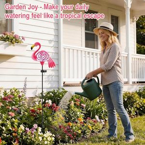 Luces Solares de Jardín con Forma de Flamenco, Decoración de Jardín de Metal Rosa, Resistentes al Agua, para Caminos, Patios, Terrazas y Jardines - Product Image 5