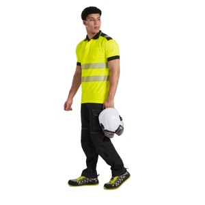 Pour T180 ANSI classe 2 EN ISO II col fluorescent haute visibilité T-Shirt à manches courtes coton respirant imperméable réfléchissant - Product Image 4