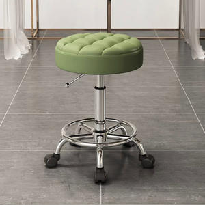 Современный регулируемый по высоте вращающийся стул на колесиках 360° °   Вращающийся круглый стул для салона с обивкой из искусственной кожи и хромированным основанием - Product Image 3