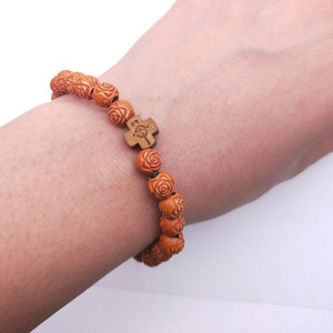 สร้อยข้อมือหินลาวาเทอร์ควอยซ์สำหรับผู้ชายและผู้หญิง,สร้อยข้อมือหินเทอร์ควอยซ์ไม้กางเขนเหรียญสร้อยประคำพระเยซูเครื่องประดับทางศาสนา - Product Image 6