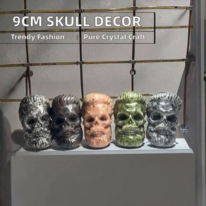 Calaveras de Caballero de 9 cm, Cristal Natural, Decoración para el Hogar, Regalo, Jade Verde, Yooperlite, Granate, Artesanía Tallada - Product Image 2
