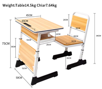 Ensemble de bureau et chaise d'école réglables, table d'étude en bois avec étagères de rangement, mobilier de classe robuste, directement de l'usine