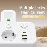 Multiprise avec prise EU, prise murale multi-prises, interrupteur indépendant avec port de charge intelligent USB Type C, gain de place pour la maison et le bureau