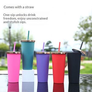 Bouteille d'eau créative, sans BPA, de qualité alimentaire, pour étudiante, grande capacité, résistante à la chaleur, double paroi, avec paille en plastique - Product Image 5