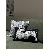 Coussin carré contemporain en coton et lin jacquard à motifs géométriques abstraits pour la décoration du canapé, doux et confortable