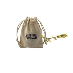 Natural Color Cotton Linen Drawstring Breathable <b>Small</b> Jewelry Bracelet Storage Cloth <b>Bag</b> Customizable Logo Screen Printed - Product Image 3