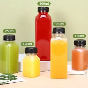 8/ 10/12/14/16 oz Bouteilles de jus en plastique carrées vides avec bouchons résistants à la température, Bouteille de boisson carrée transparente - Product Image 6