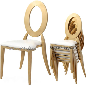New Stylish Gold White Stainless Steel Banquet Wedding <b>Chairs</b> Manufacturer <b>Dining</b> <b>Chairs</b> Modern Luxury Events - Product Image 1