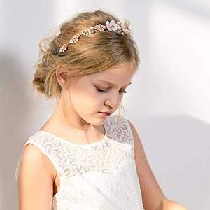 Perle Mariage Bandeau Or Fille Fleur De Mariée Cheveux Pièce Princesse Feuille Coiffe W352 - Product Image 4