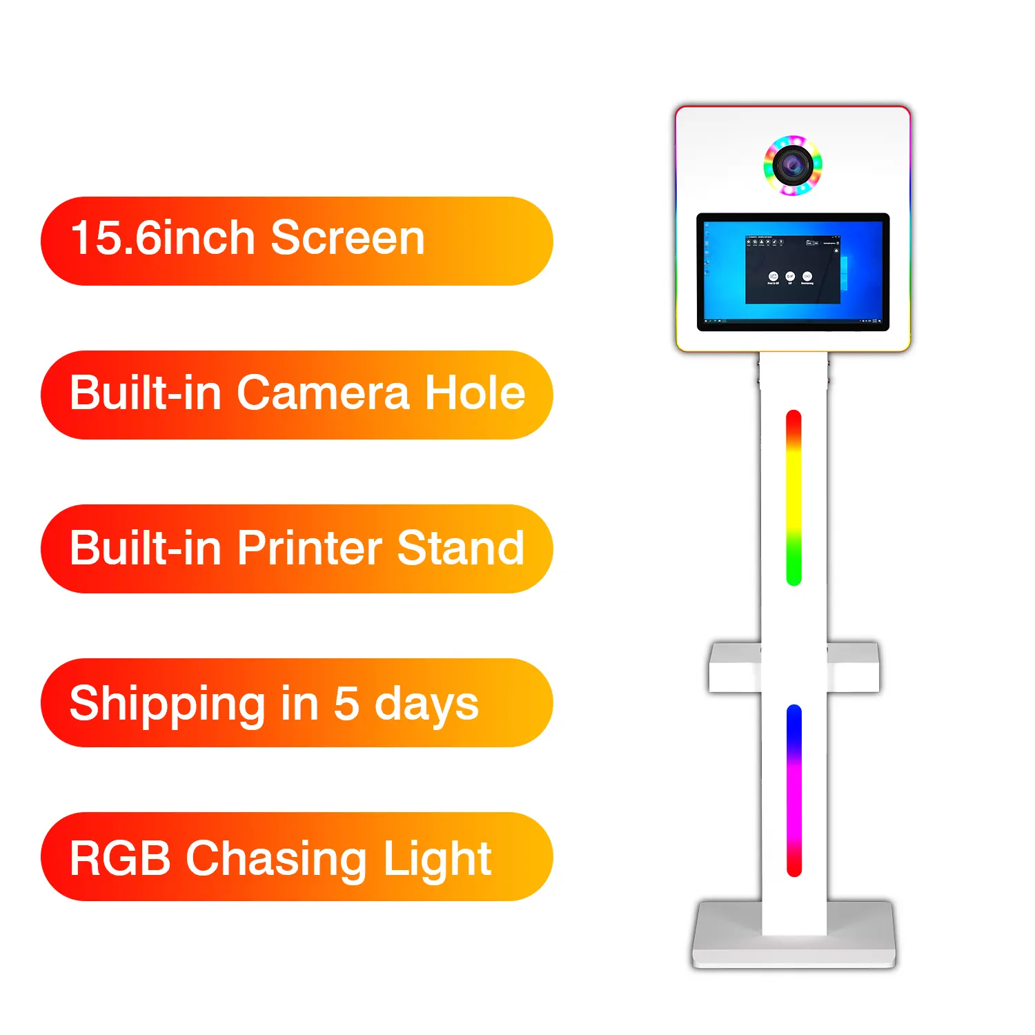 15.6Inch Touchscreen Dslr Booth T12 Glam Bot Fotocabine Selfie Camera Machine Met Flitslicht