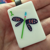 Tuiles de Mahjong Américaines Blanches Style Bohème, Motif Coccinelle, Libellule et Fleurs Dessinés à la Main, pour Jeu de Table Familial en Intérieur