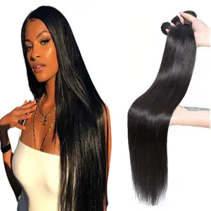 Can be dyed and permed 40 inch natural virgin human hair weave bundle 100% virgin mink Brazilian human hair extension vendors