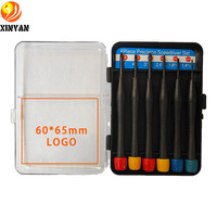 Juego de 6 destornilladores de precisión DIY, OEM, de plástico con acabado de óxido negro, de acero al carbono, Phillips, planos, mini herramientas de reparación para electrónica