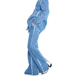 Nouvelle Collection : Ensemble Jean Femme Décontracté – Veste à Revers Ample et Jean Droit Large en Denim Délavé Effet Acide – Tenue Complète en Jean pour Femme - Product Image 3