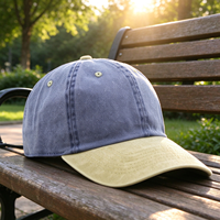 Topi Golf Baseball Kapas Cuci Khusus, Model Soft Crown 6 Panel, Pinggiran Kontras, Polos, Gaya Dad Hat untuk Turnamen Golf di Klub Golf