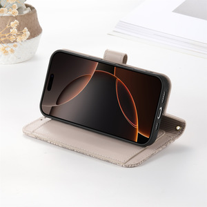 Custodia a <span class=keywords><strong>Portafoglio</strong></span> in Pelle PU di Lusso per <span class=keywords><strong>iPhone</strong></span> 17 con Motivo Floreale e Foglie, con Cordino per Accessori Telefono - Product Image 6