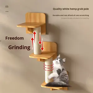 Plateforme d'escalade murale en bois massif <span class=keywords><strong>pour</strong></span> <span class=keywords><strong>chat</strong></span>, design minimaliste, idéale <span class=keywords><strong>pour</strong></span> les appartements, personnalisable, à monter soi-même - Product Image 1