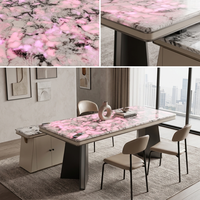Table à thé rétroéclairée RGB Luca |   Table basse en pierre de breccia beige crème, avec variateur d'intensité sans fil, décoration moderne pour salon, taille sur mesure