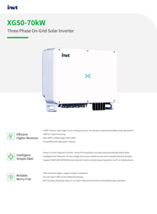 สำหรับระบบไฮบริด 3 เฟส 50kw-70kw ประสิทธิภาพสูง 98% รองรับแรงดันไฟฟ้าเข้า 500V พร้อมเอาต์พุต AC เดี่ยว ใช้กับระบบโซลาร์เซลล์แบบเชื่อมต่อกับระบบไฟฟ้าสาธารณะ สำหรับใช้ในบ้านและเชิงพาณิชย์ - Product Image 6