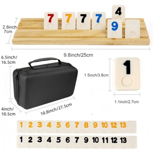 Jeu de tuiles Rummy avec supports en bois de haute qualité, jeu de société pour 4 ou 6 joueurs, tuiles Rummy pour les soirées de jeu en voyage - Product Image 3