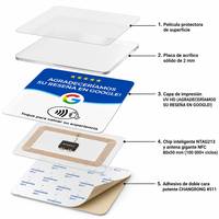 Carte de commentaires Google NFC version espagnole, puce NTAG213, dos auto-adhésif, langue personnalisée prise en charge