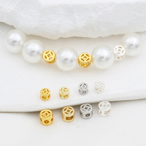 Perles intercalaires en cuivre ajourées couleur or véritable 18 carats, perles lâches, pour bracelets et colliers DIY faits à la main - Product Image 2