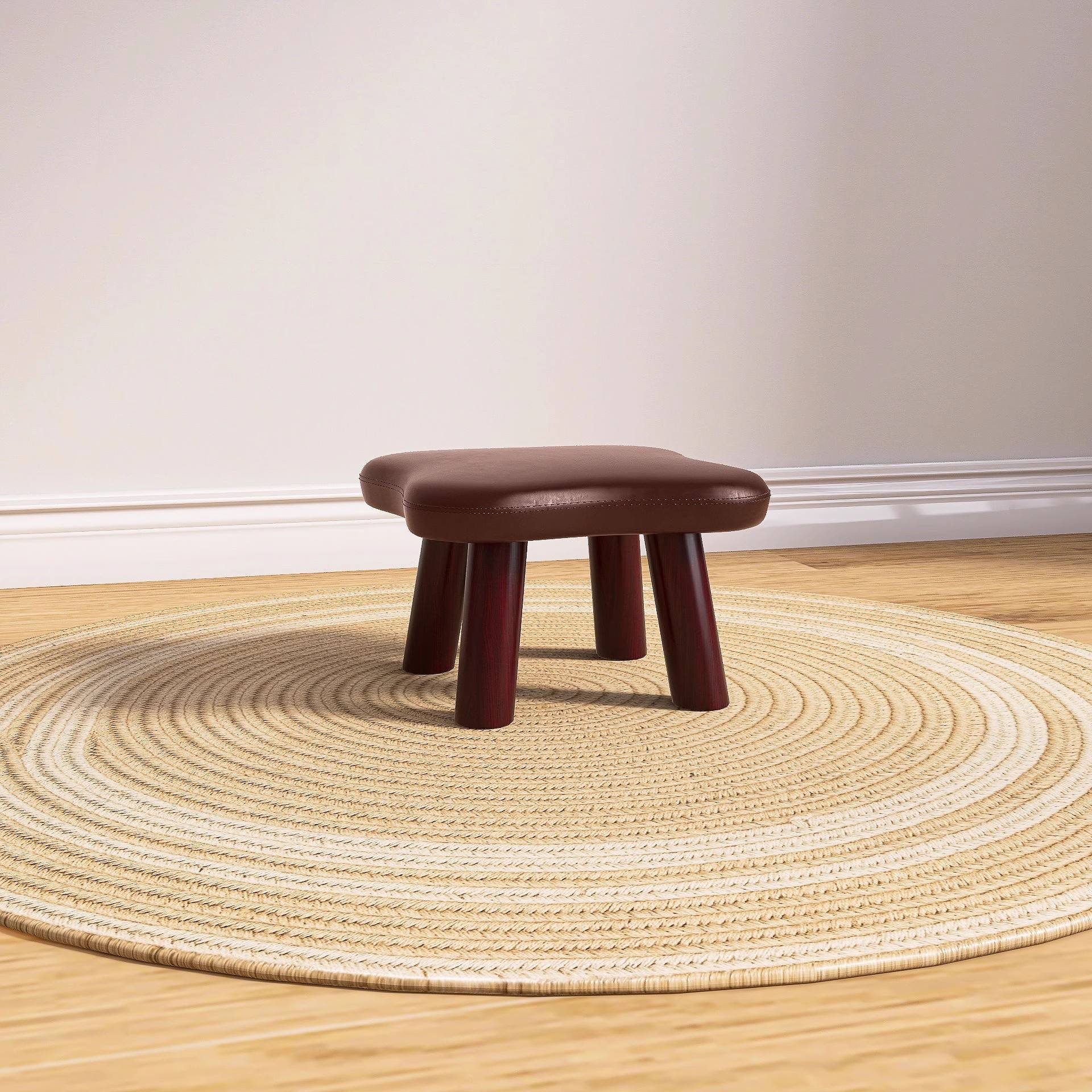 Four-leaf clover-shaped solid wood stool legs [brown]