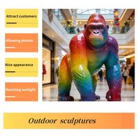 Statue décorative d'animaux personnalisée, écologique et moderne, en fibre de verre, sculpture de gorille réaliste grandeur nature pour l'extérieur, vente en gros