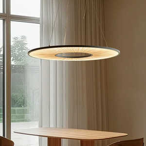 Lustre rond de style japonais noir E27 LED anti-éblouissement pour salle à manger - Product Image 3