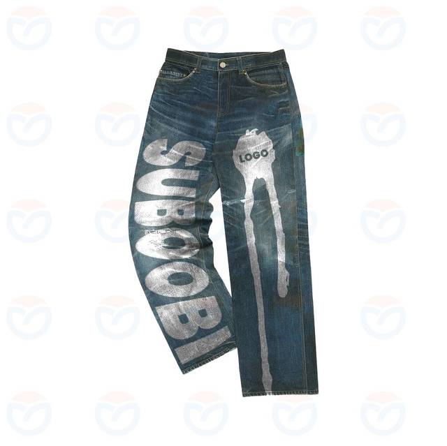 2025 to 2026 Custom OEM/ODM Street Style Jeans Loose Digital Print Oversized Straight Leg Cargo Denim Baggy Jeans for Men