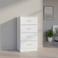 Commode moderne portable en bois et acier inoxydable à 4 tiroirs, meuble de rangement sur pied pour salon