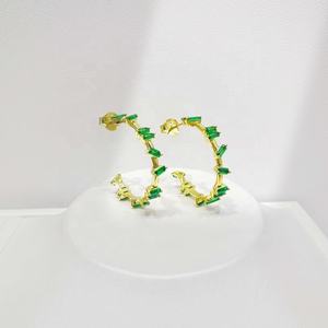 Precio de fábrica, pendientes de plata de ley 925, estilo coreano occidental, con circonita, chapados en oro, coloridos, para chicas y profesoras. - Product Image 3