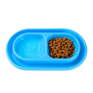 Yun Pet Double Bowl Anti-Ant Cat Feeding Bowl Stray Cat Outdoor Waterproof Plastic Solid Food Dish - Product Image 1