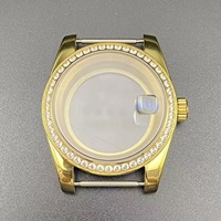 Boîtier de montre en acier inoxydable de 39 mm avec loupe, lunette sertie de diamants, fond transparent en saphir, chronographe, compatible avec les mouvements NH35/36