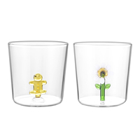 Prix de gros des fabricants chinois: tasses en verre borosilicate avec dessins de dessins animés 3D intégrés, adaptées à un usage domestique.