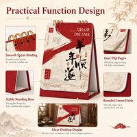Calendrier de bureau personnalisé à spirale, design vertical, pour promotion de cadeaux d'entreprise, impression de logo style chinois, vente en gros