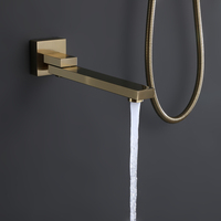 Système de douche carré moderne en laiton pour salle de bain, ensemble de douche thermostatique unique avec fonction massage, mitigeur de baignoire noir et or