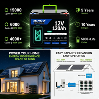 MINNAAOO 12V 120Ah 100AH 60AH 50AH 30AH Baterai LFP Deep Cycle 4S Perlindungan BMS Penyimpanan Tenaga Surya Off-Grid untuk Camper Van dan Kapal
