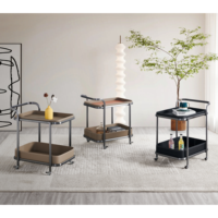Table de canapé double face avec chariot de rangement mobile, meuble de salon personnalisé, étagère d'angle