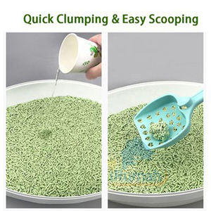 Meilleure litière pour chat biodégradable et jetable dans les toilettes au <span class=keywords><strong>monde</strong></span>, à base d'amidon de maïs et de tofu, faible teneur en poussière, hautement absorbante, désodorisation naturelle, format compact - Product Image 3