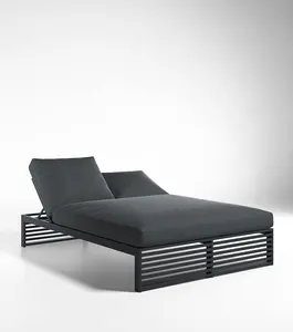 Nova espreguiçadeira de sol ao ar livre dupla chaise camas de sol praia de alumínio