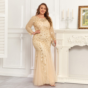 Robes de soirée de luxe grande <span class=keywords><strong>taille</strong></span> Robe de soirée longue élégante à manches longues avec broderie de paillettes Robes de soirée <span class=keywords><strong>pour</strong></span> femmes - Product Image 5