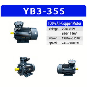 มอเตอร์อะซิงโครนัสสามเฟส YB3-355 แบบ 2/4/6/8 โพล 110-315 กิโลวัตต์ สำหรับงานหนัก ทนทาน แรงบิดสูง มอเตอร์ขับเคลื่อนอุปกรณ์อุตสาหกรรมขนาดใหญ่ - Product Image 4