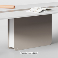 Table de réunion minimaliste blanche, plateau bicolore, forme rectangulaire arrondie, bureau de conférence, taille personnalisable