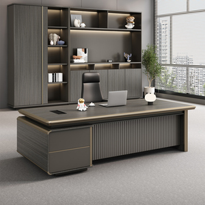 Bureau de direction moderne en bois en forme de L, convertible, de luxe, personnalisé pour PDG - Product Image 2