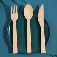 Ensemble de cuillères et fourchettes en bambou naturel de qualité supérieure, prix d'usine, vente en gros, jetables, écologiques, design minimaliste