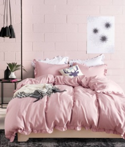 Ensemble <span class=keywords><strong>de</strong></span> housse <span class=keywords><strong>de</strong></span> couette et taies d'oreiller blancs <span class=keywords><strong>de</strong></span> style farmhouse avec élégantes volants plissés, doux, qualité hôtelière, 3 pièces - Product Image 4